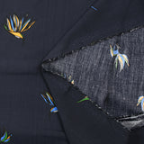 Viscose imprimée oiseaux de paradis fond bleu nuit