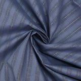 Coton lin rayé Lurex doré fond bleu barbeau