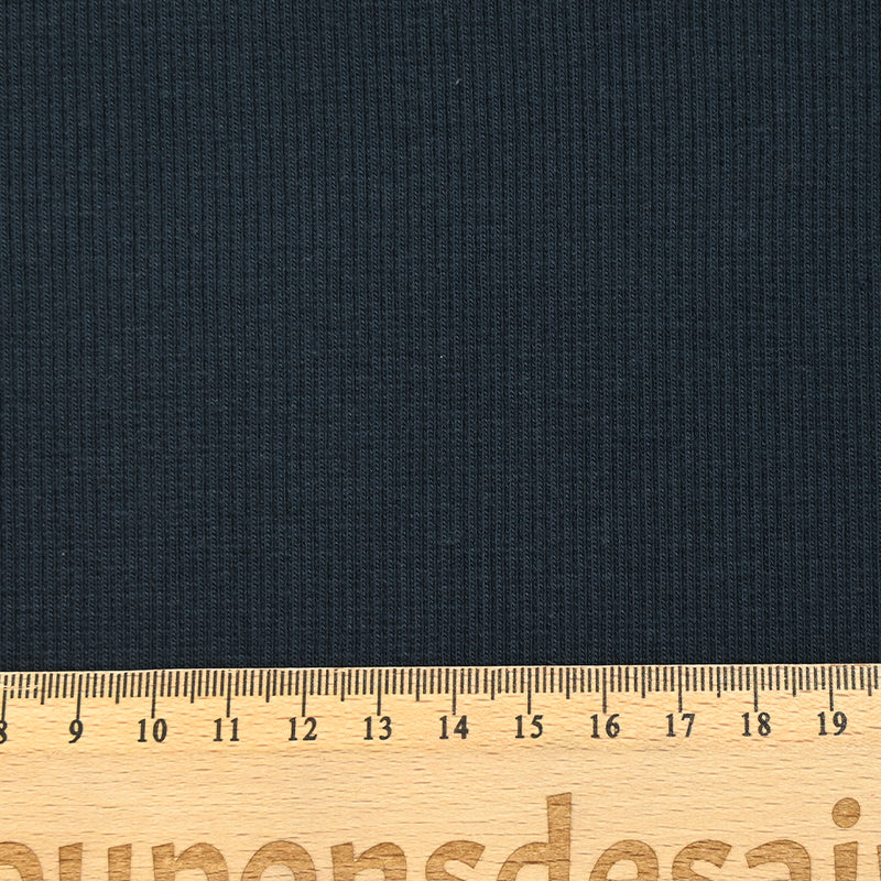Jersey de coton côtelé bleu nuit