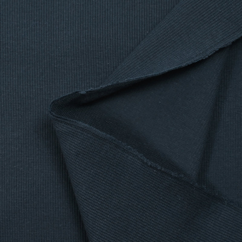 Jersey de coton côtelé bleu nuit