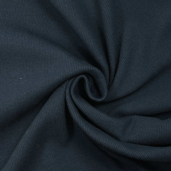 Jersey de coton côtelé bleu nuit