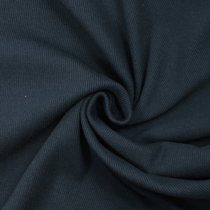Jersey de coton côtelé bleu nuit