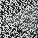 Voile de viscose satiné imprimé écume noir et blanc