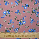 Viscose imprimée fleurs Hibiscus fond vieux violet