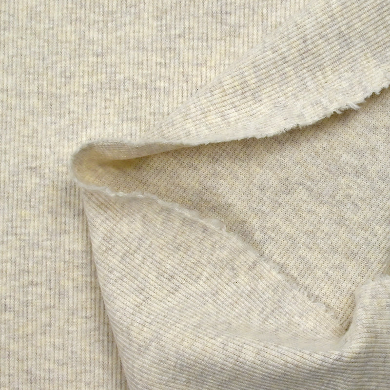 Jersey de coton côtelé écru chiné