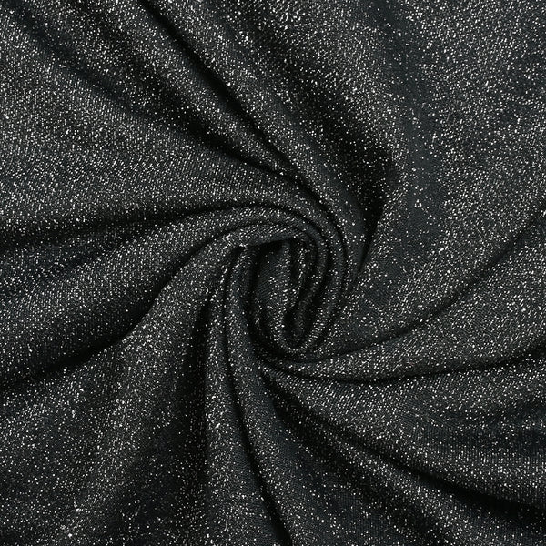 Maille fine Lurex argent fond bleu nuit