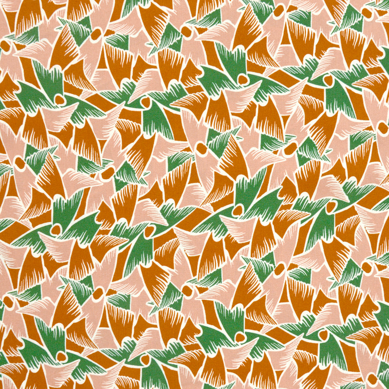 Crêpe de viscose Bresil fond vert et terracotta