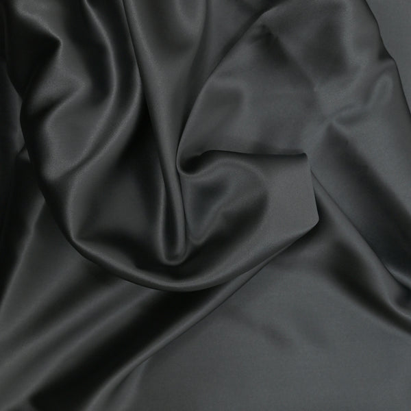 Anthracite gray elasthane silk satin