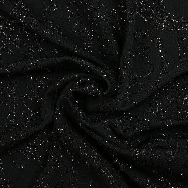 Maille fine cachemire flocage paillette fond noir