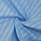Coton lin rayé Lurex doré fond bleu ciel