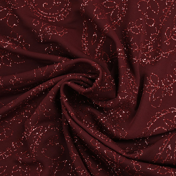 Maille fine cachemire flocage paillette fond bordeaux