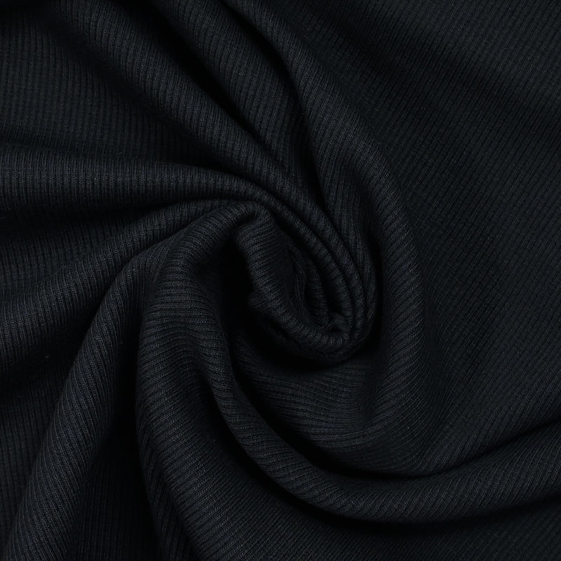 Jersey de coton côtelé bleu sombre
