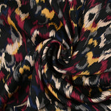 Satin de viscose imprimé Vénus bordeaux fond noir
