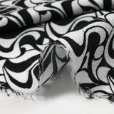 Voile de viscose satiné imprimé écume noir et blanc