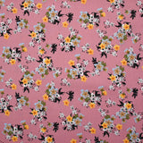 Viscose imprimée fleurs Marjolaine fond vieux rose