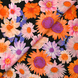 Viscose imprimée invasion florale fond noir