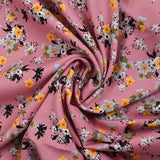 Viscose imprimée fleurs Marjolaine fond vieux rose