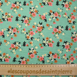 Viscose imprimée fleurs Marjolaine fond turquoise