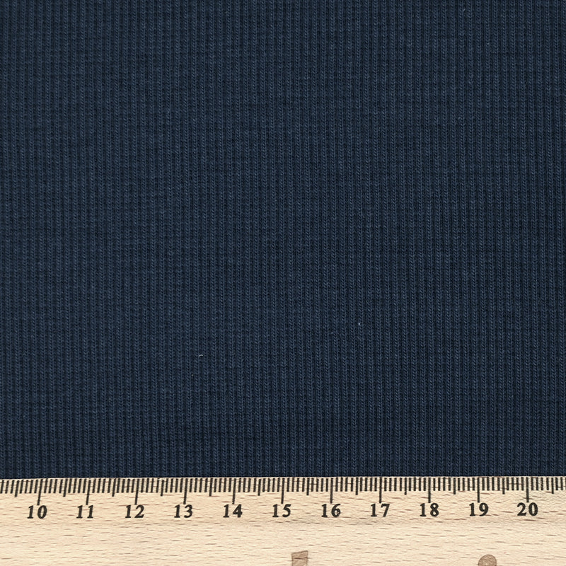 Jersey de coton côtelé bleu foncé