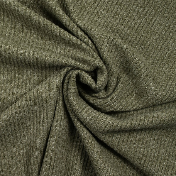 Maille côtelée chinée polyviscose Enola kaki