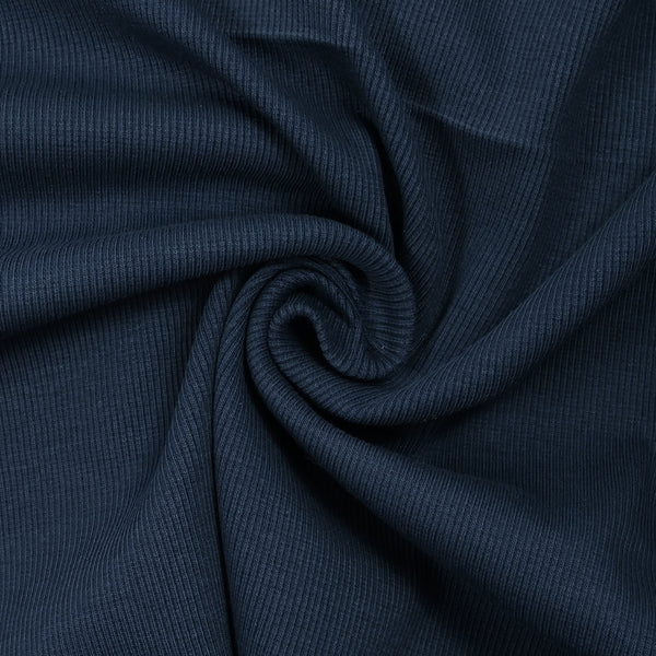 Jersey de coton côtelé bleu foncé