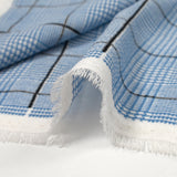 Polyester fin imprimé prince de Galles bleu