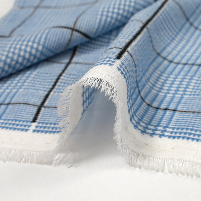 Polyester fin imprimé prince de Galles bleu