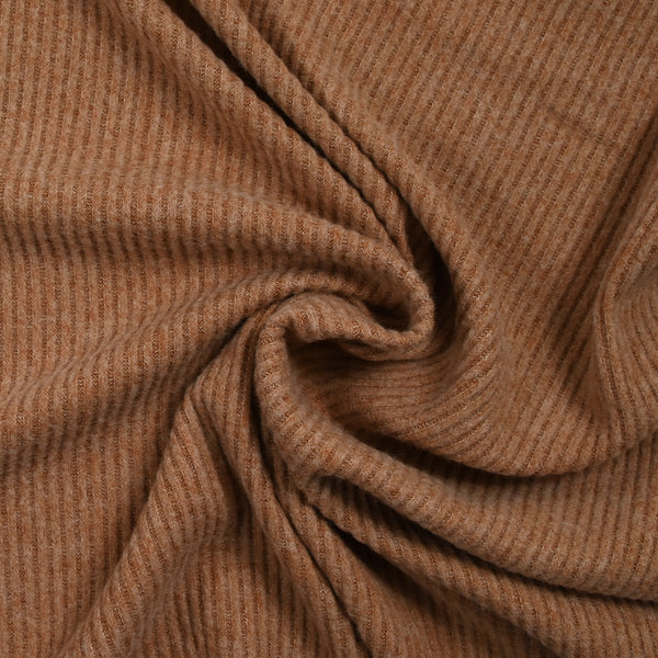 Maille côtelée chinée polyviscose Enola orange brûlé