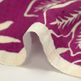 Crêpe viscose imprimé feuillage fond orchidée