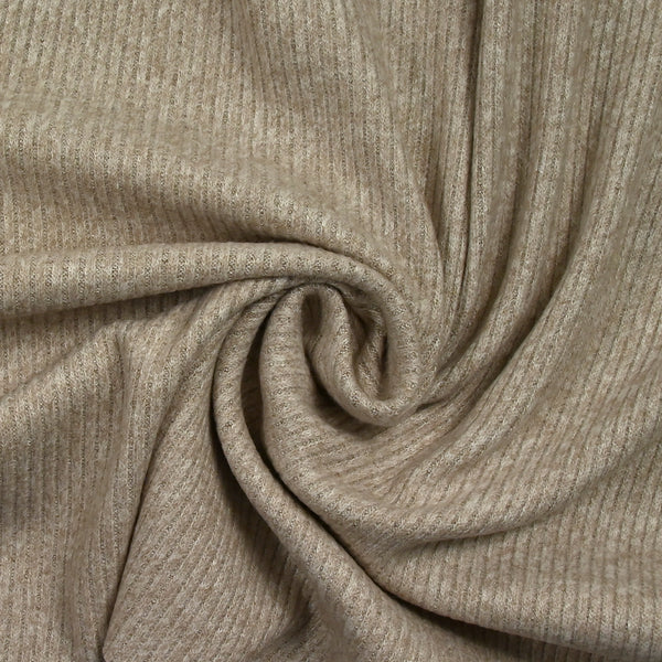 Maille côtelée chinée polyviscose Enola beige