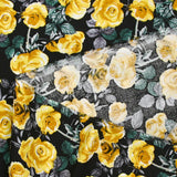 Viscose imprimée fleurs Poppy jaune fond noir
