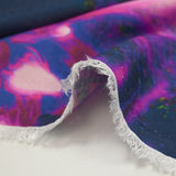 Jacquard de viscose satiné imprimé fleurs d'artifice fond bleu nuit