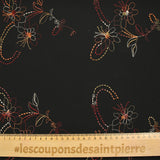 Crinkle muslin embroidered flowers black background