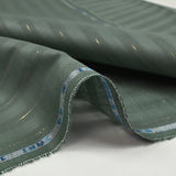 Coton lin rayé Lurex doré fond vert jade foncé