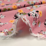 Viscose imprimée fleurs Marjolaine fond vieux rose