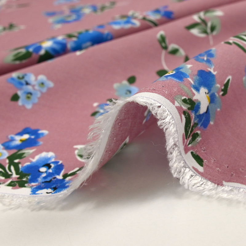 Viscose imprimée fleurs Hibiscus fond vieux violet