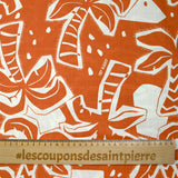 Coton tissé aspect lin imprimé palmiers up baby fond camel