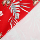 Maille de viscose Hawaii fond rouge fraise