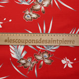 Maille de viscose Hawaii fond rouge fraise