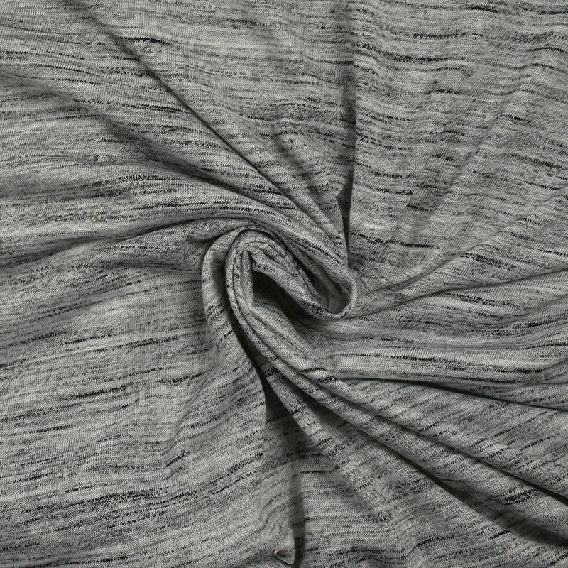 Jersey de viscose flammé noir et gris chiné