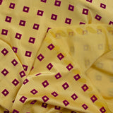Maille de viscose carré velours violet fond beurre