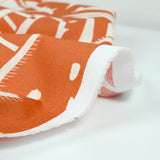 Coton tissé aspect lin imprimé palmiers up baby fond camel