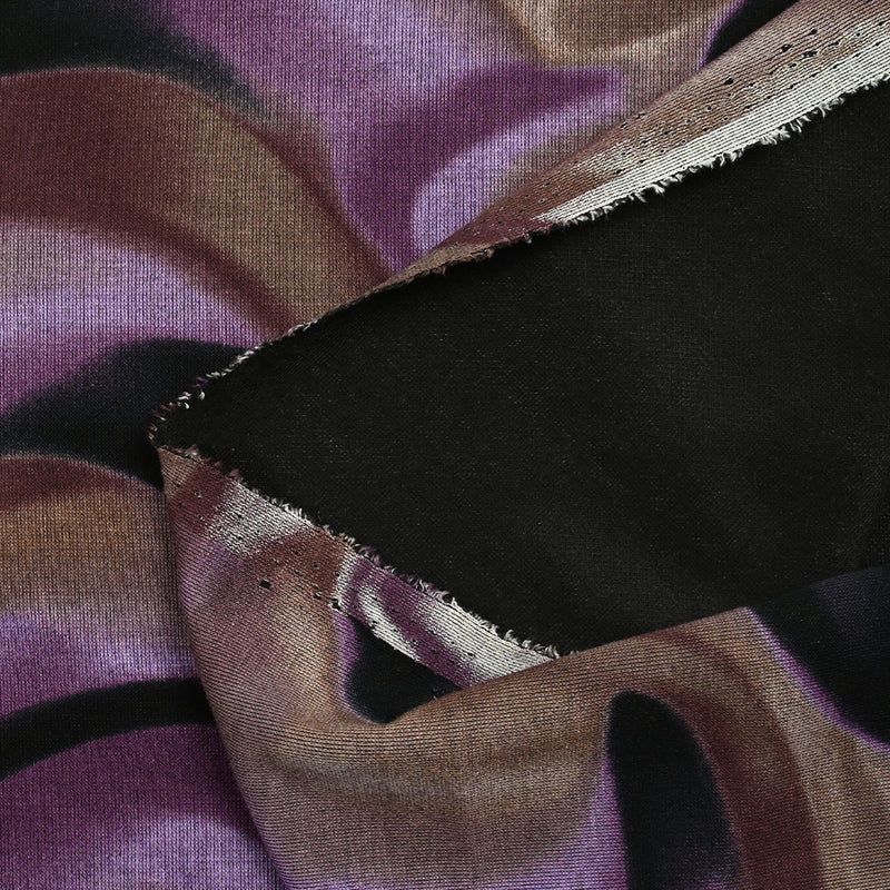 Maille Milano polyviscose camouflage abstrait violet
