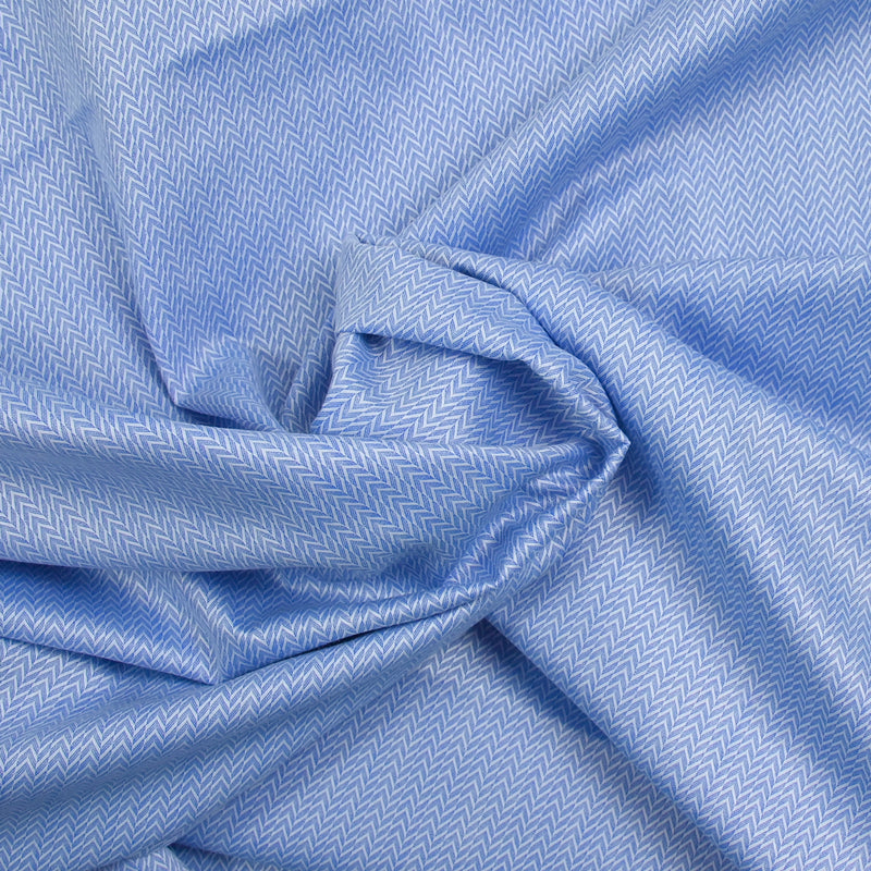 Jacquard polycoton grand chevron bleu