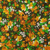 Cotton wind floral print orange brown background
