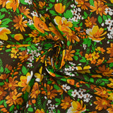 Cotton wind floral print orange brown background