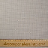Coton imprimé losange à pois marron et gris fond blanc