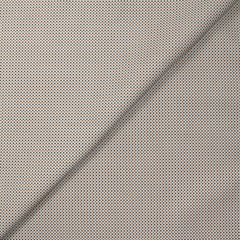Coton imprimé losange à pois marron et gris fond blanc