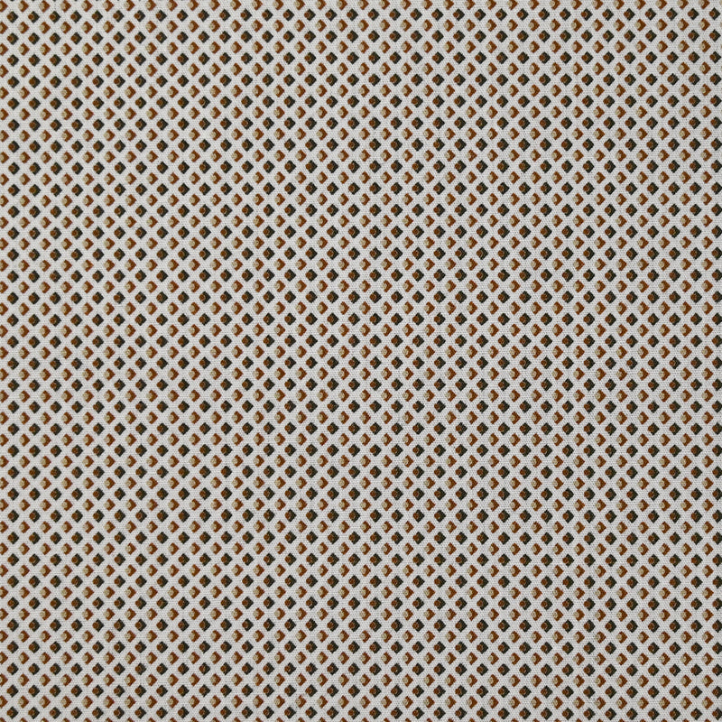 Coton imprimé losange à pois marron et gris fond blanc