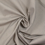 Coton imprimé losange à pois marron et gris fond blanc